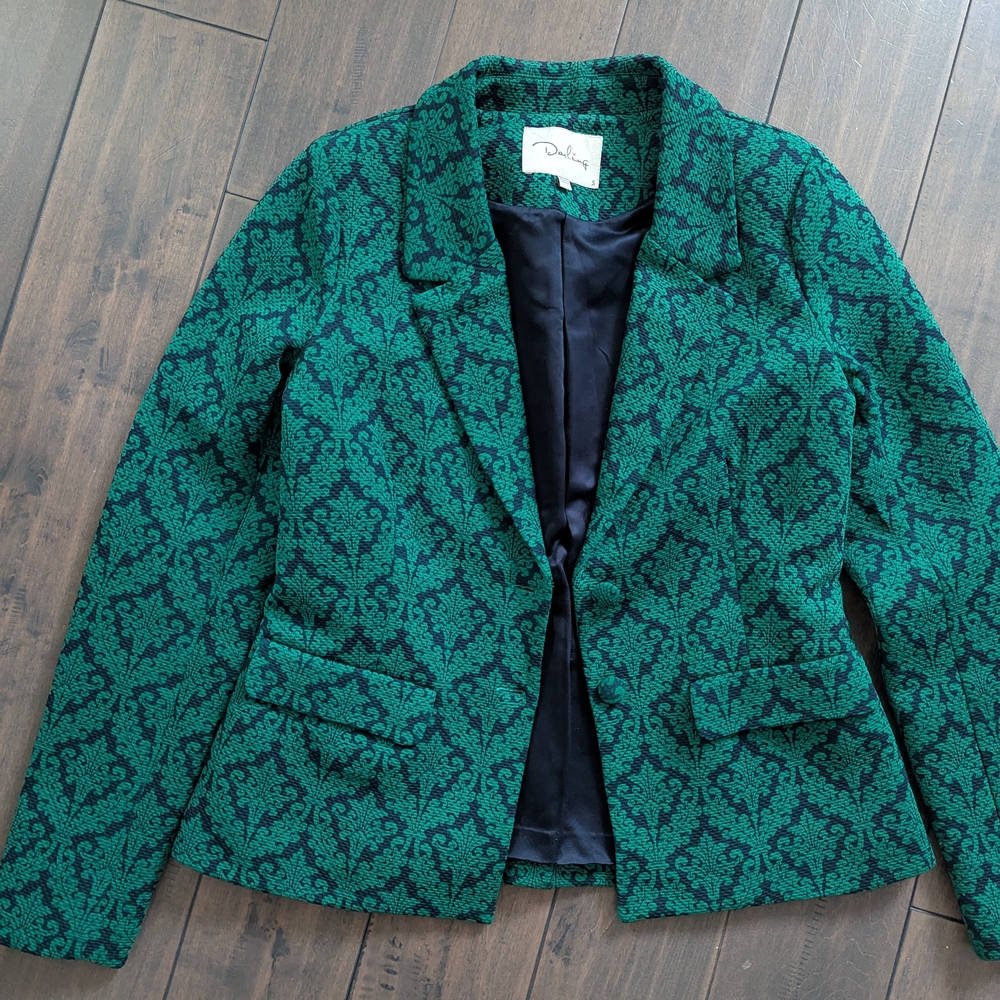 Dalia Green Patterned Women's Blazer